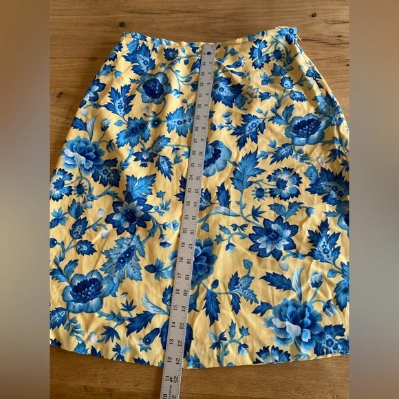 Talbots Blue and Yellow A-Line‎ Knee-Length Skirt Women’s 10 Preloved - Picture 4 of 7